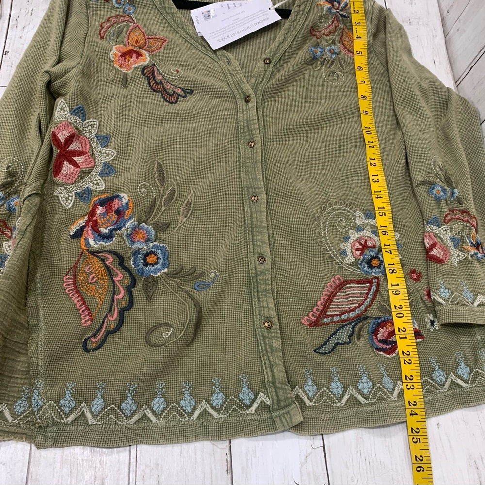 New Karyn Seo M Knit Tove Thermal Jacket Boho Embroidery Cardigan 100% Cotton - Picture 15 of 16